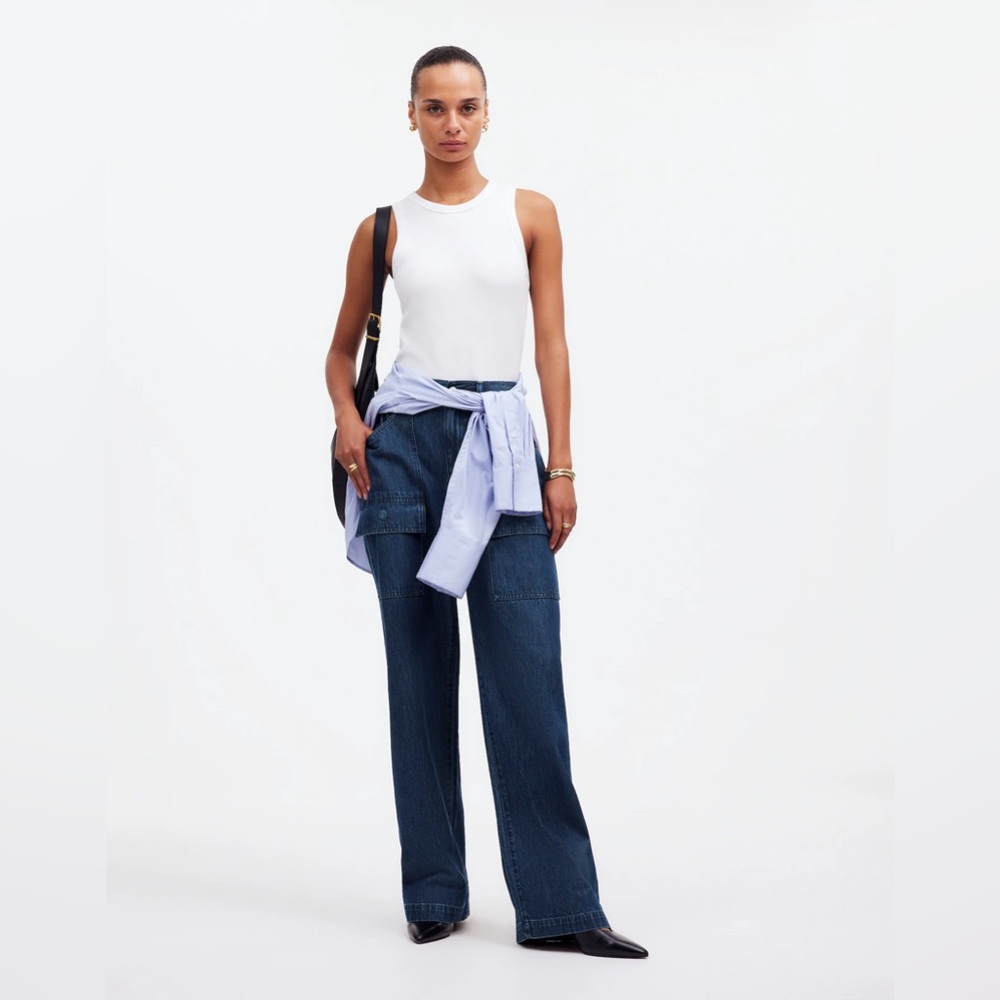 NWT Madewell Belted Wide-Leg Cargo jeans in Marlberry Wash: Airy Edition - 25